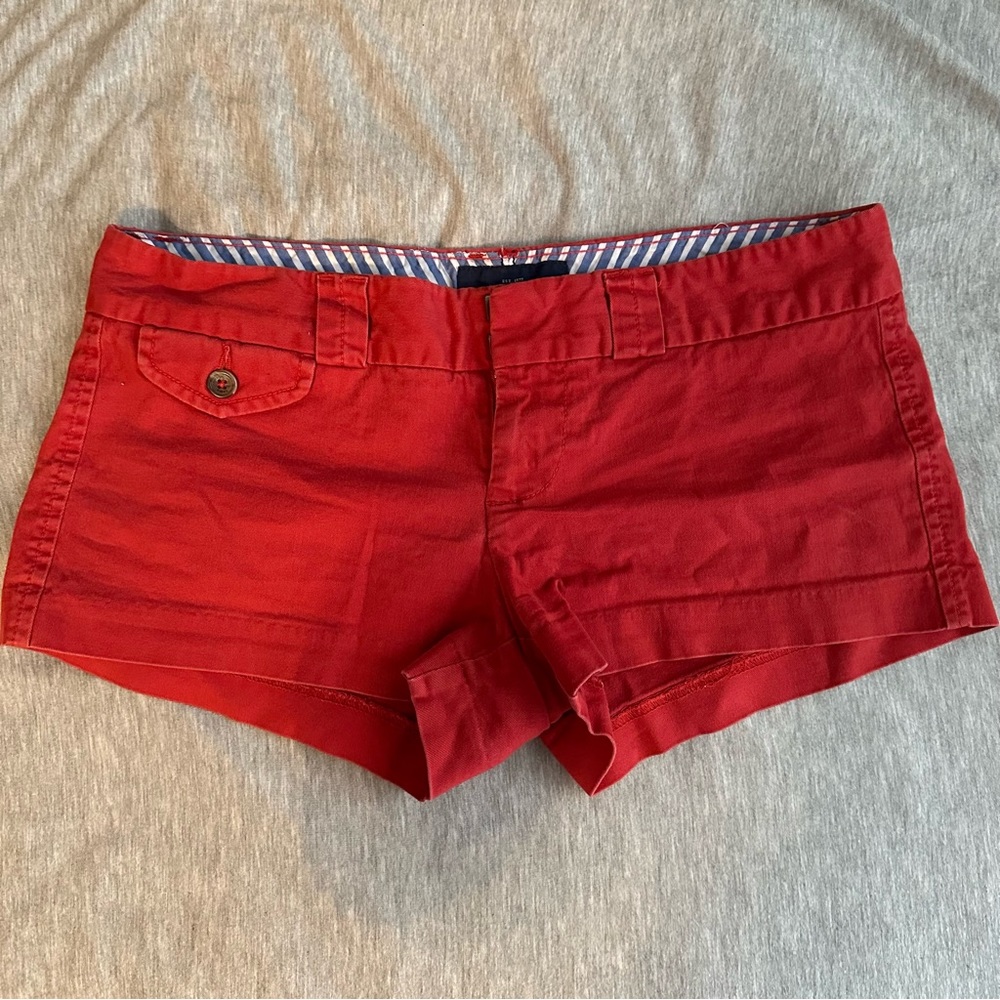 American Eagle Favorite Short Shorts in Red/Orange